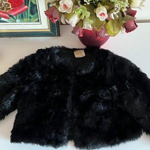 ZARA collection vintage girls black fur jacket (AGE 5-6)